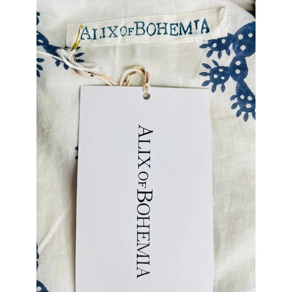 Alix of Bohemia Kefa Plaid Jacket size M NWT Cotton Cropped White/Navy/Red - Picture 4 of 8